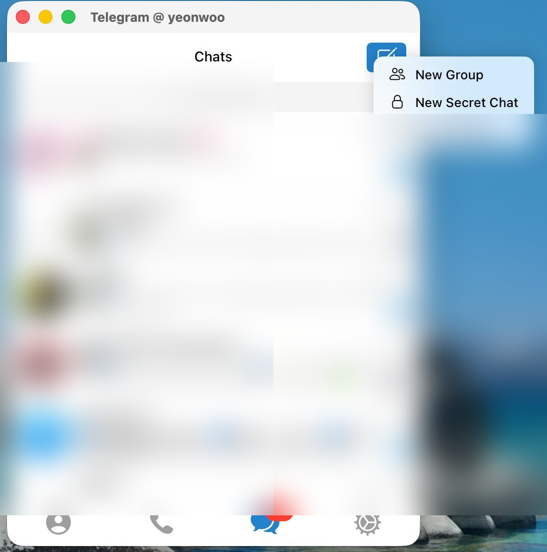 Chats 화면에서 New Group