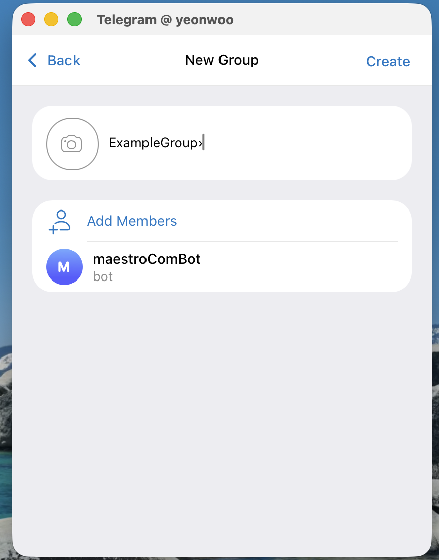그룹 이름 입력 → Create